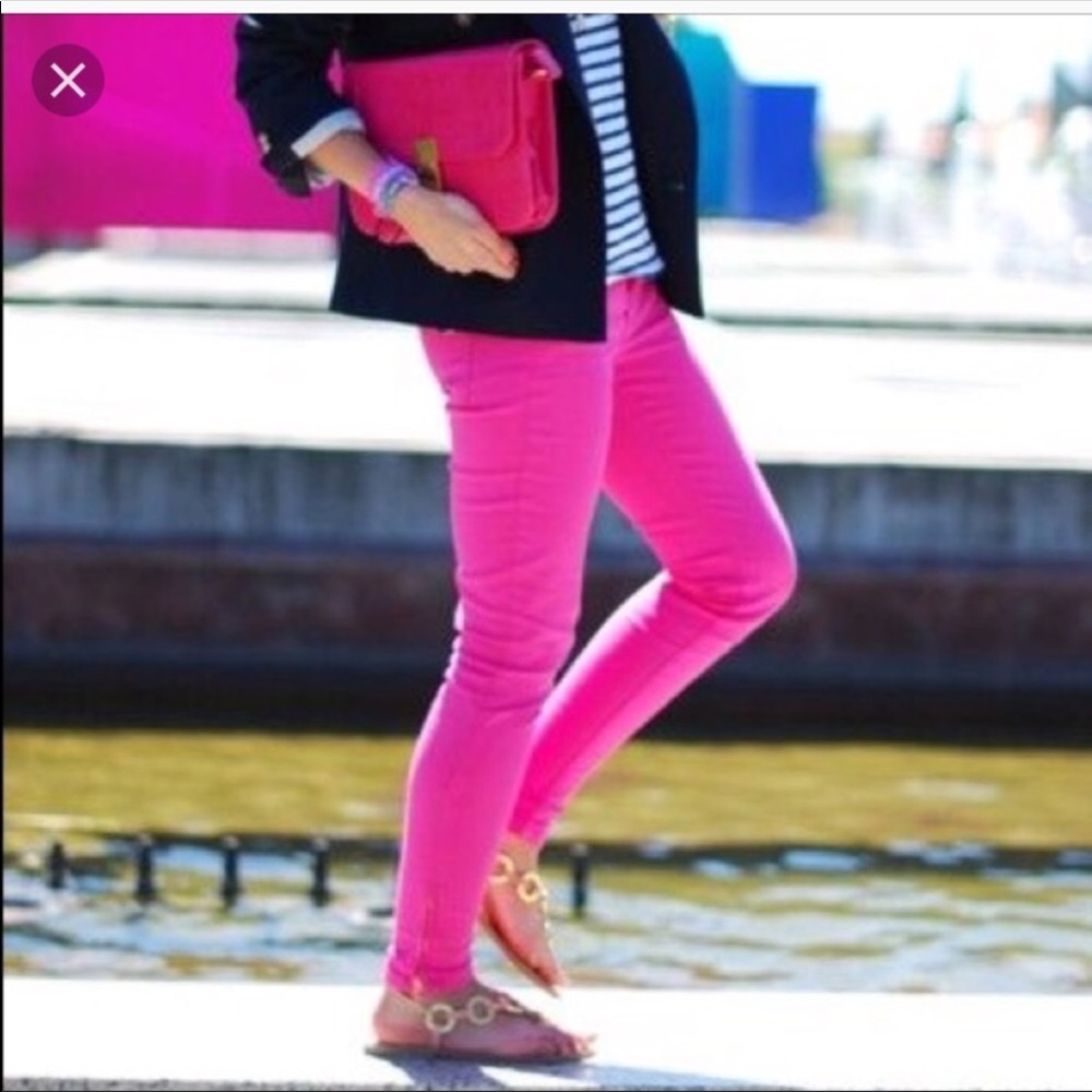 J crew hot pink toothpick ankle pants